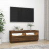Mueble de TV con luces LED marrón roble 100x35x40 cm 5