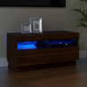 Mueble de TV con luces LED color roble marrón 80x35x40 cm 1