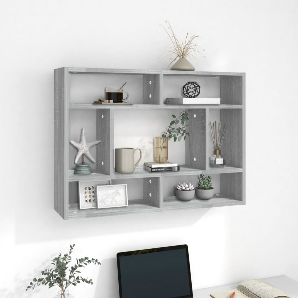 Estantería de pared madera contrachapada gris sonoma 75x16x55cm D
