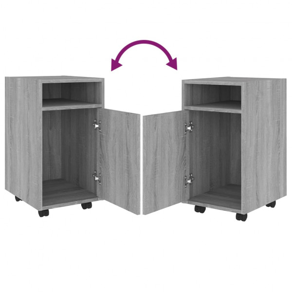 Armario auxiliar con ruedas contrachapado gris 33x38x60 cm M 5