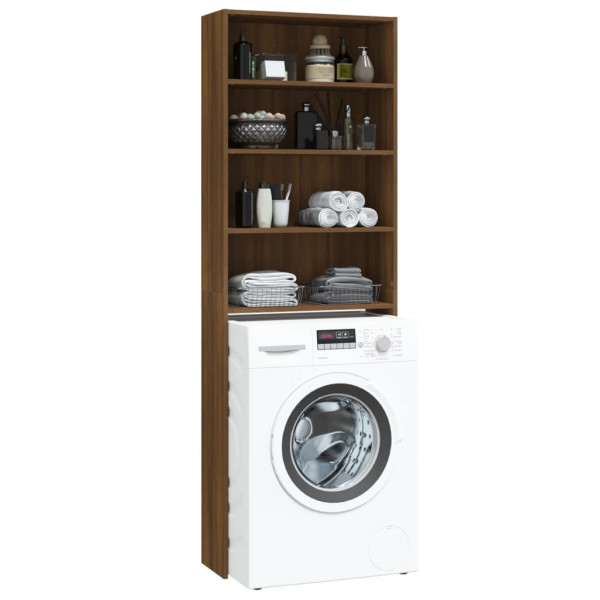 Armario de lavadora color roble marrón 64x24x190 cm M 5