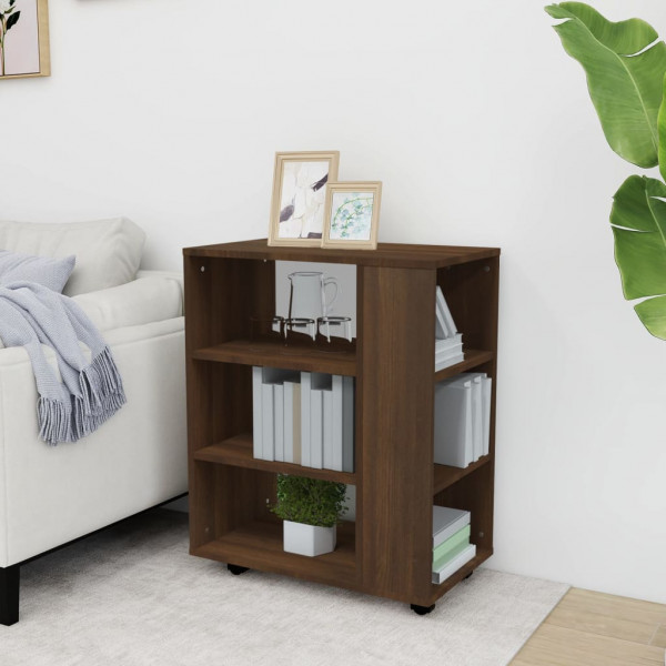 Armario con ruedas madera contrachapada roble marrón 60x35x75cm M 3