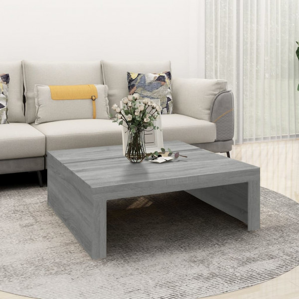 Mesa de centro madera contrachapada gris Sonoma 100x100x35 cm D