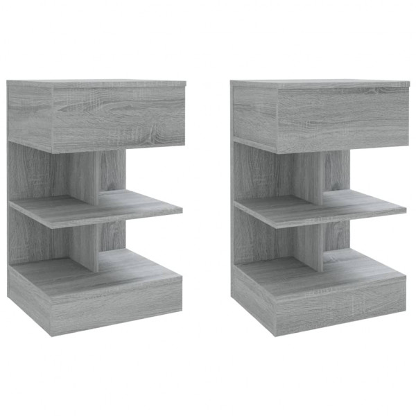 Mesitas de noche 2 uds madera gris Sonoma 40x35x65 cm M 2