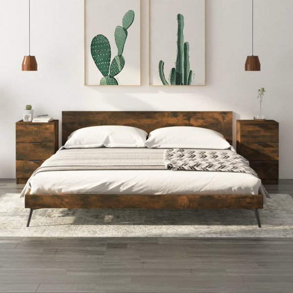 Mesitas de noche 2 unidades color roble ahumado 40x36x65 cm D