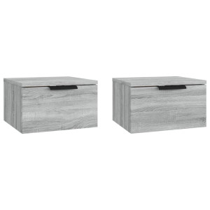 Mesas de cabeceira de parede 2 pcs 34x30x20 cm sonoma cinza H