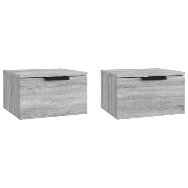 Mesita de noche de pared 2 uds color gris Sonoma 34x30x20 cm M 2
