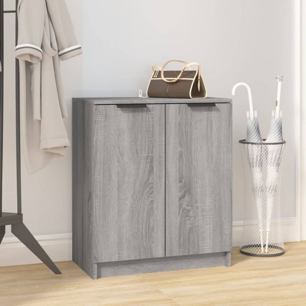 Mueble zapatero de madera contrachapada gris Sonoma 59x35x70 cm D