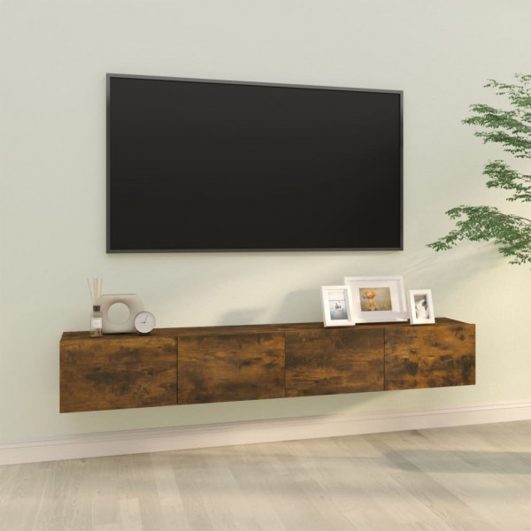 Mueble TV de pared 2 uds madera contrachapada roble 100x30x30cm D