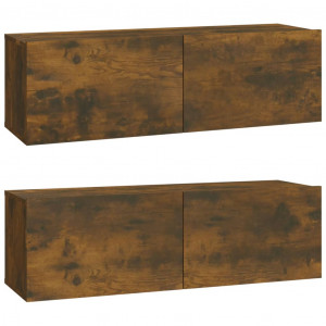 Móveis TV parede 2pcs 100x30x30cm derivados madeira cor fumado H