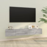 Mueble TV de pared 2 uds madera contrachapada gris 100x30x30cm 1