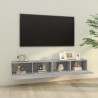 Mueble TV de pared 2 uds madera contrachapada gris 100x30x30cm 3