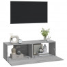 Mueble TV de pared 2 uds madera contrachapada gris 100x30x30cm 4