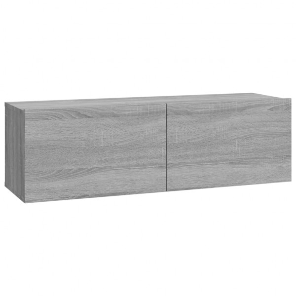 Mueble TV de pared 2 uds madera contrachapada gris 100x30x30cm M 5