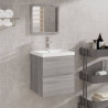 Armario de baño con espejo madera contrachapada gris Sonoma 1