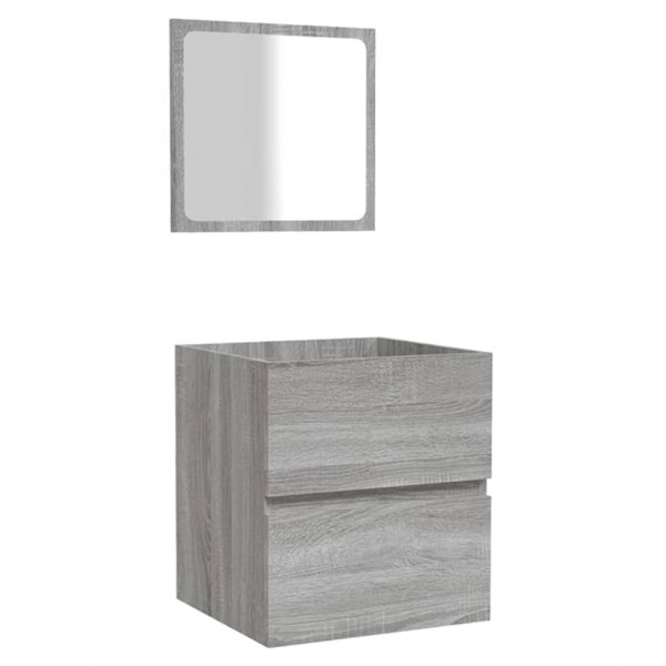 Armario de baño con espejo madera contrachapada gris Sonoma M 2