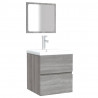 Armario de baño con espejo madera contrachapada gris Sonoma 4