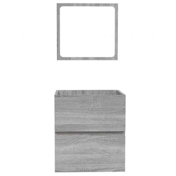 Armario de baño con espejo madera contrachapada gris Sonoma M 5