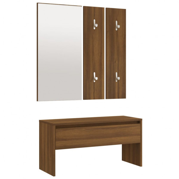Set de muebles de recibidor madera contrachapada roble marrón M 2