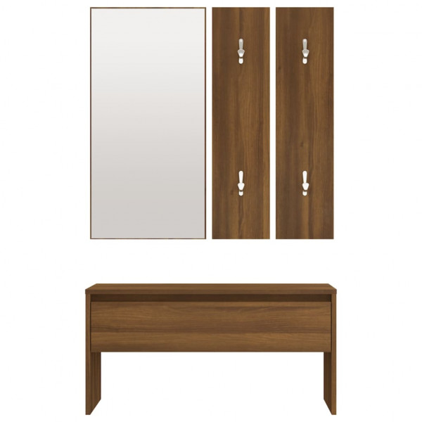 Set de muebles de recibidor madera contrachapada roble marrón M 5