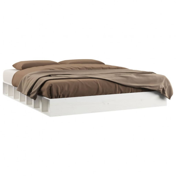 Estrutura de cama 160x200 cm madeira maciça branco M 2