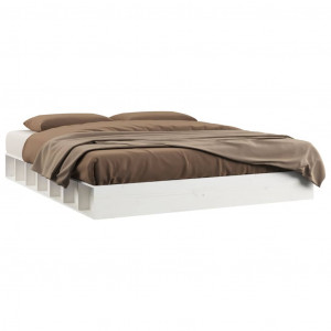 Estrutura de cama king 150x200 cm madeira maciça branco H