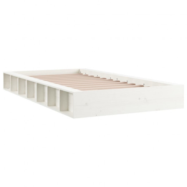 Estrutura cama pequena solteiro 75x190 cm madeira maciça branco M 3