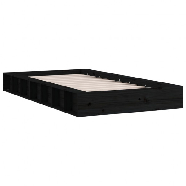 Estructura cama madera maciza individual negro 75x190 cm M 3