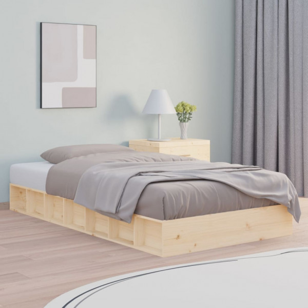 Estructura de cama individual de madera maciza 90x190 cm D