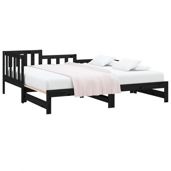 Sofá-cama de puxar 2x(80x200) cm pinho maciço preto M 3