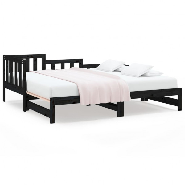 Sofá cama extraíble madera maciza de pino negro 2x(90x200) cm M 2