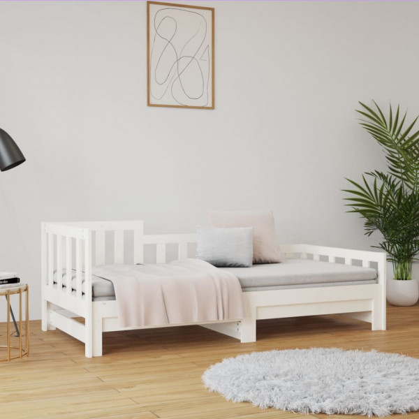 Sofá cama extraíble madera maciza de pino blanco 2x(90x190) cm M 4