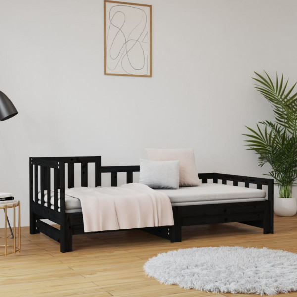 Sofá cama extraíble madera maciza de pino negro 2x(90x190) cm M 4