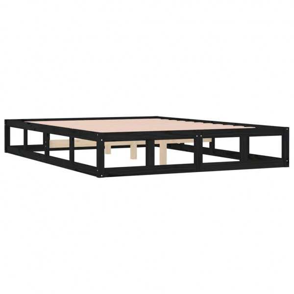 Estructura de cama madera maciza negra 120x200 cm M 4