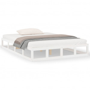 Estructura de cama de madera maciza blanca King Size 150x200 cm H