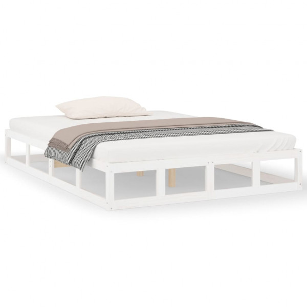 Estructura de cama de madera maciza blanca King Size 150x200 cm M 2