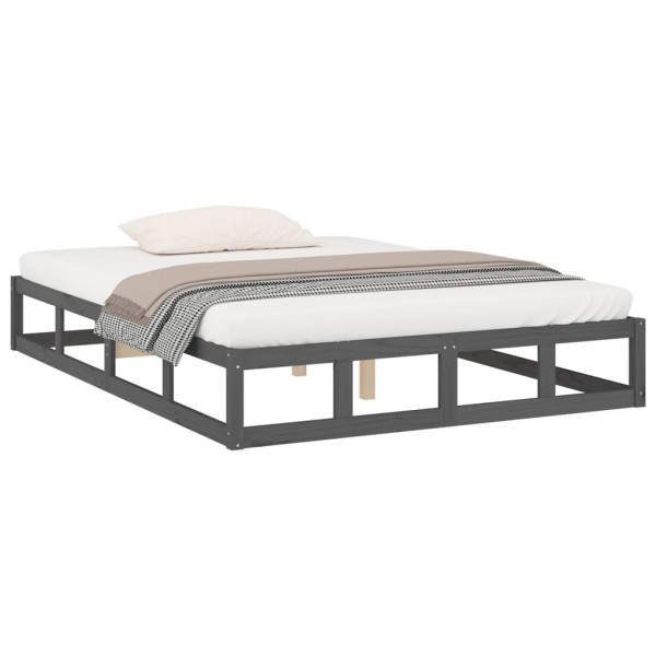 Estrutura de cama king 150x200 cm madeira maciça cinzento M 3