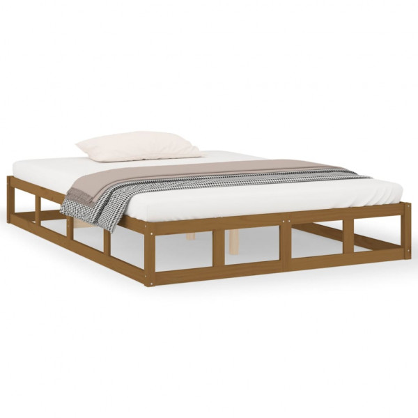 Estructura de cama de madera maciza marrón miel 150x200 cm M 2