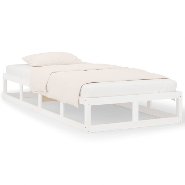 Estructura de cama individual madera maciza blanca 75x190 cm M 2