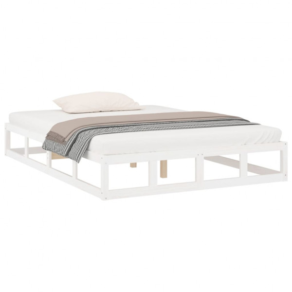 Estructura cama doble pequeña madera maciza blanca 120x190 cm M 3
