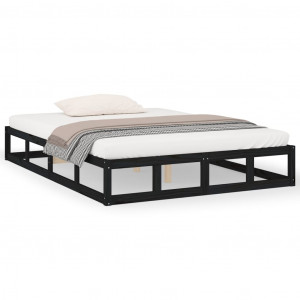Estrutura cama pequena casal 120x190 cm pinho maciço preto H