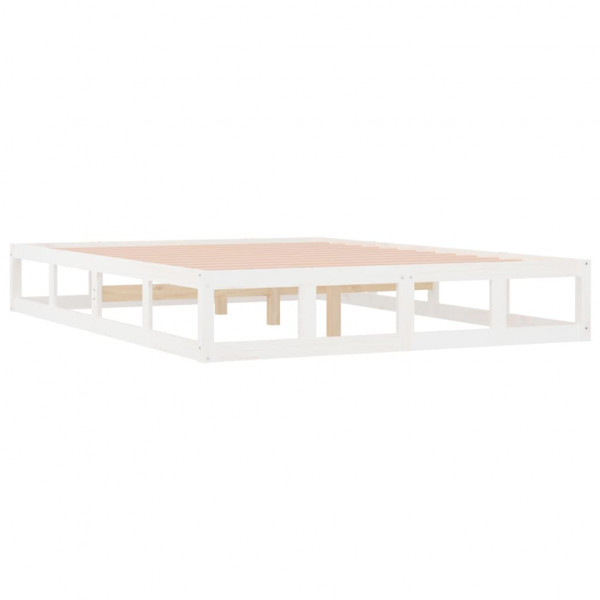 Estrutura de cama casal 135x190 cm madeira maciça branco M 4