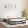 Estructura de cama doble madera maciza gris 135x190 cm 1