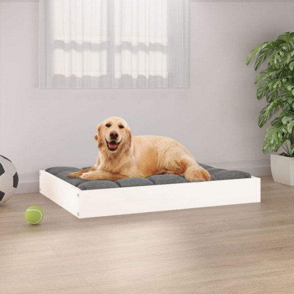 Cama para perros madera maciza de pino blanco 71.5x54x9 cm D