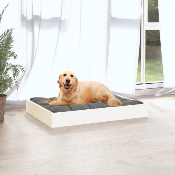 Cama para cães 71.5x54x9 cm madeira de pinho maciça branco M 5