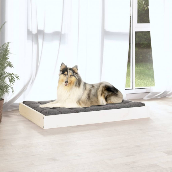 Cama para cães 91.5x64x9 cm madeira de pinho maciça branco M 5