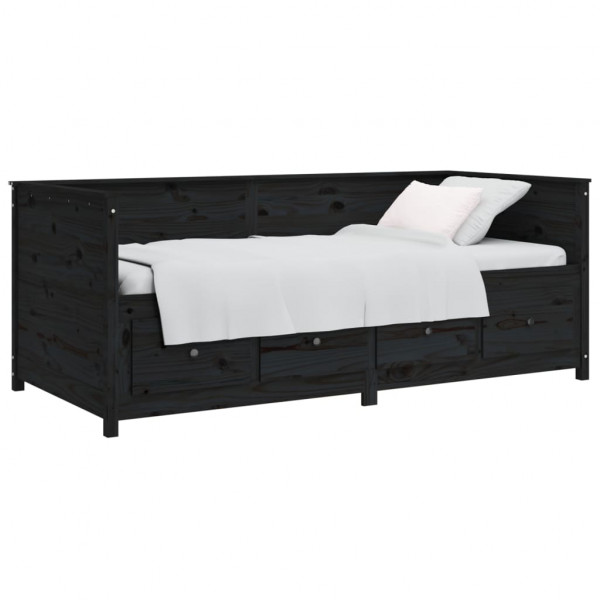 Sofá cama madera maciza de pino negro 90x200 cm M 3