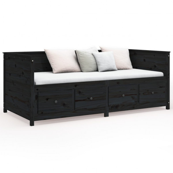 Sofá cama madera maciza de pino negro 90x200 cm M 5