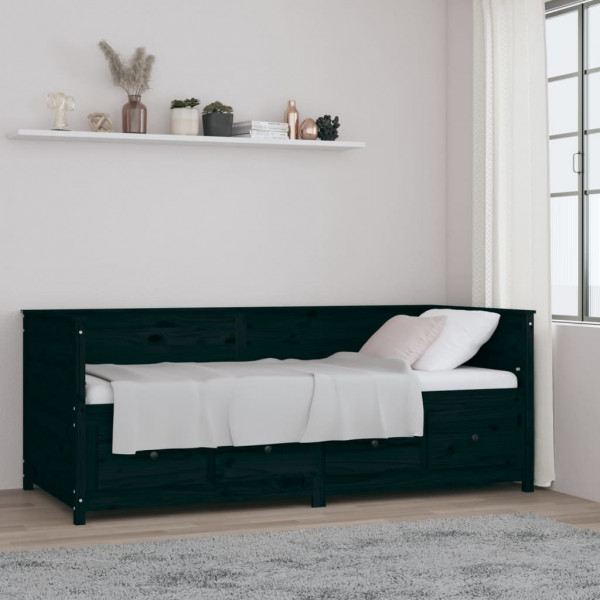 Sofá cama de madera maciza de pino negro 80x200 cm D
