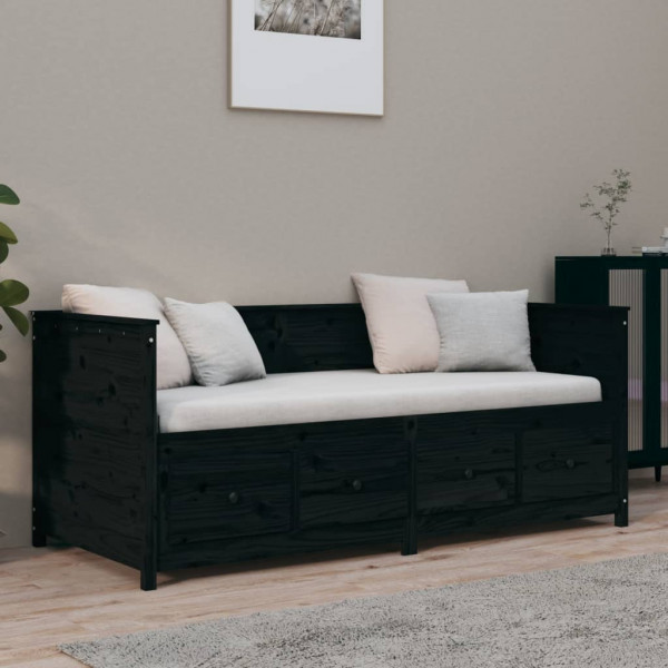 Sofá cama madera maciza de pino negro 90x190 cm M 4